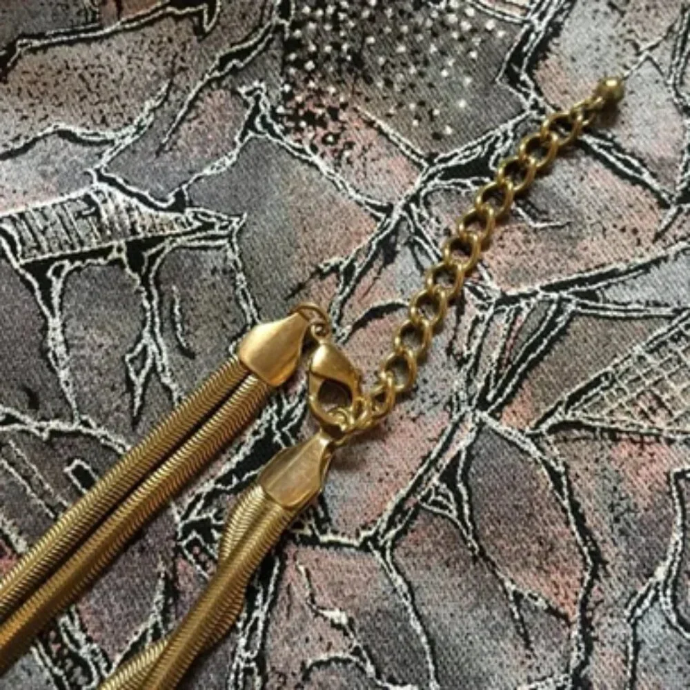 VTG Y2K Double Snake Chain Necklace - Extra Long Slinky Knotted Statement Piece - Picture 7 of 8